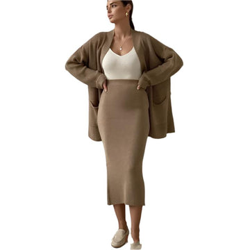 Cashmere Cardigan & Skirt Set