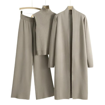 Long Cardigan & Pants 3pc Set