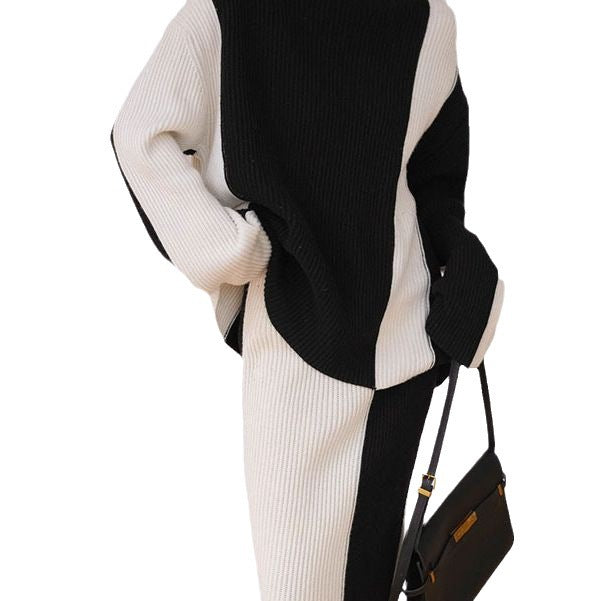 Turtleneck Knitted Top & Skirt Set