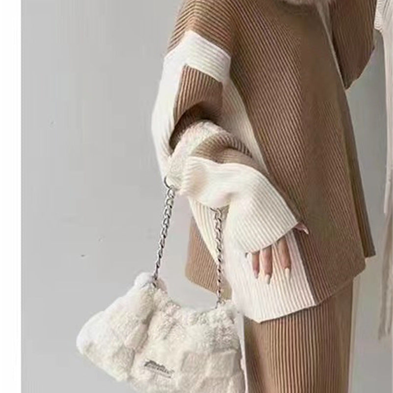 Turtleneck Knitted Top & Skirt Set