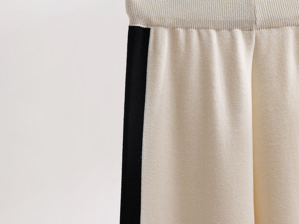 Color Contrast Knit Blazer & Pants Set