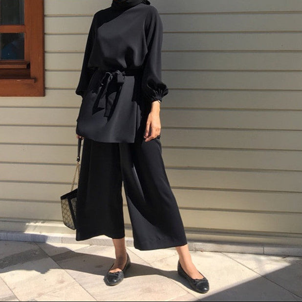Modest Co-ord Tunic & Wide-Leg Pant Set