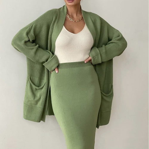 Cashmere Cardigan & Skirt Set