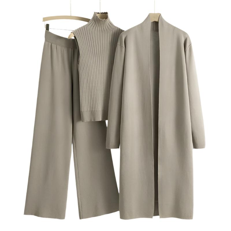 Long Cardigan & Pants 3pc Set
