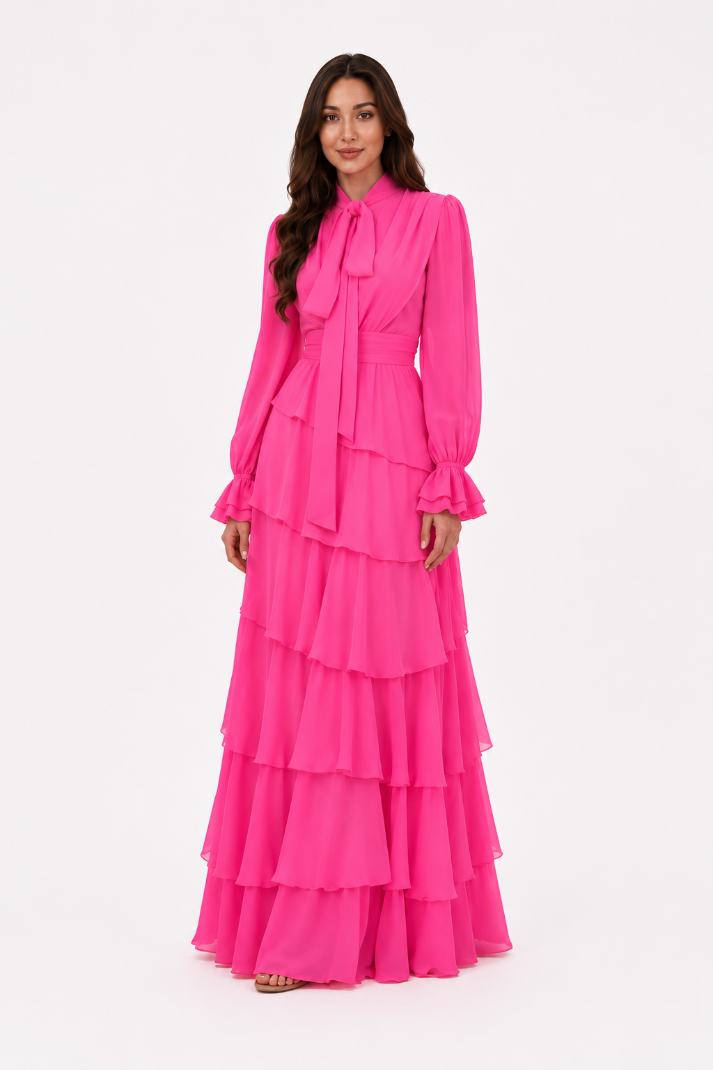 The Amara Chiffon Ruffle Maxi Dress