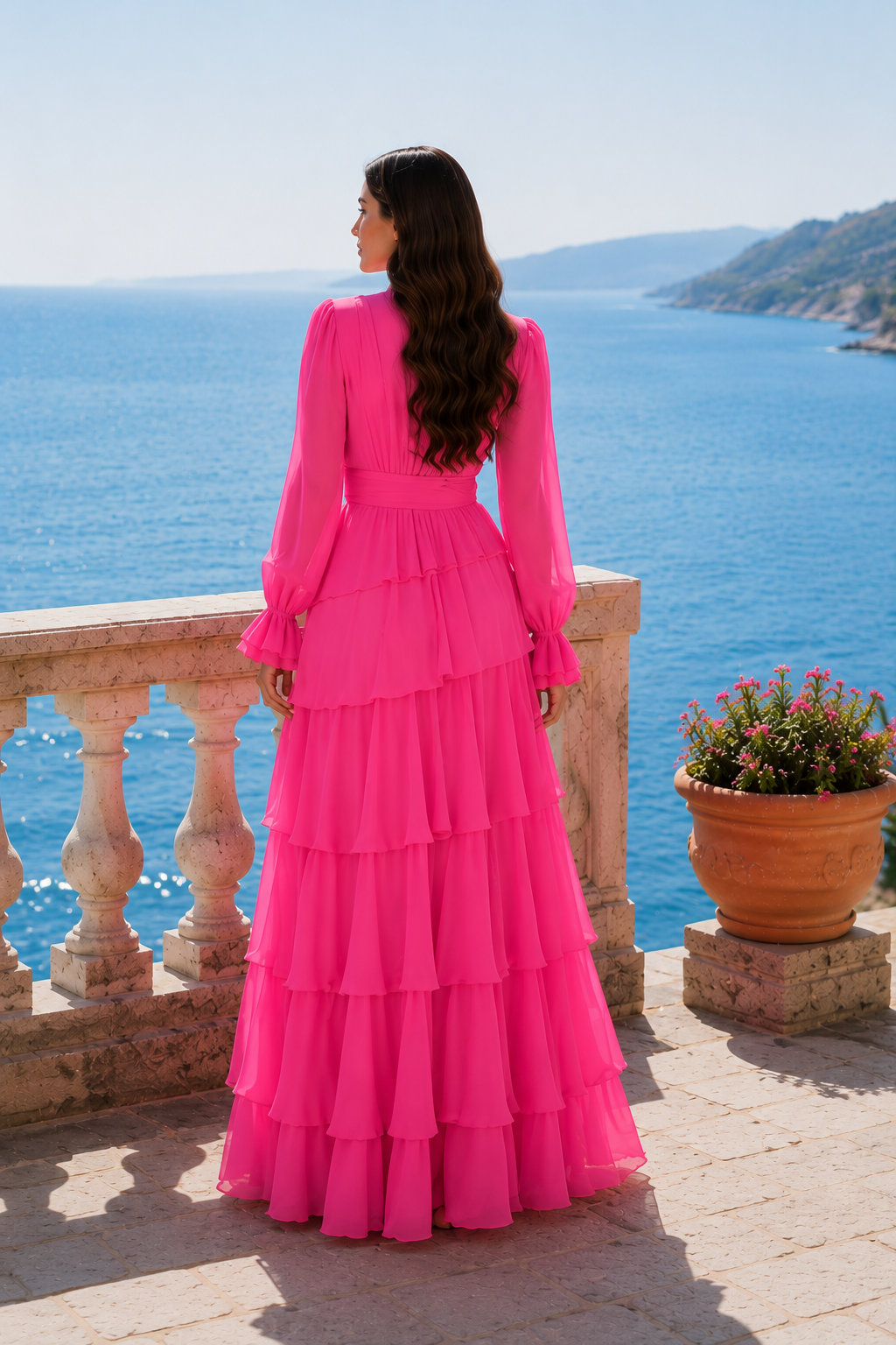 The Amara Chiffon Ruffle Maxi Dress