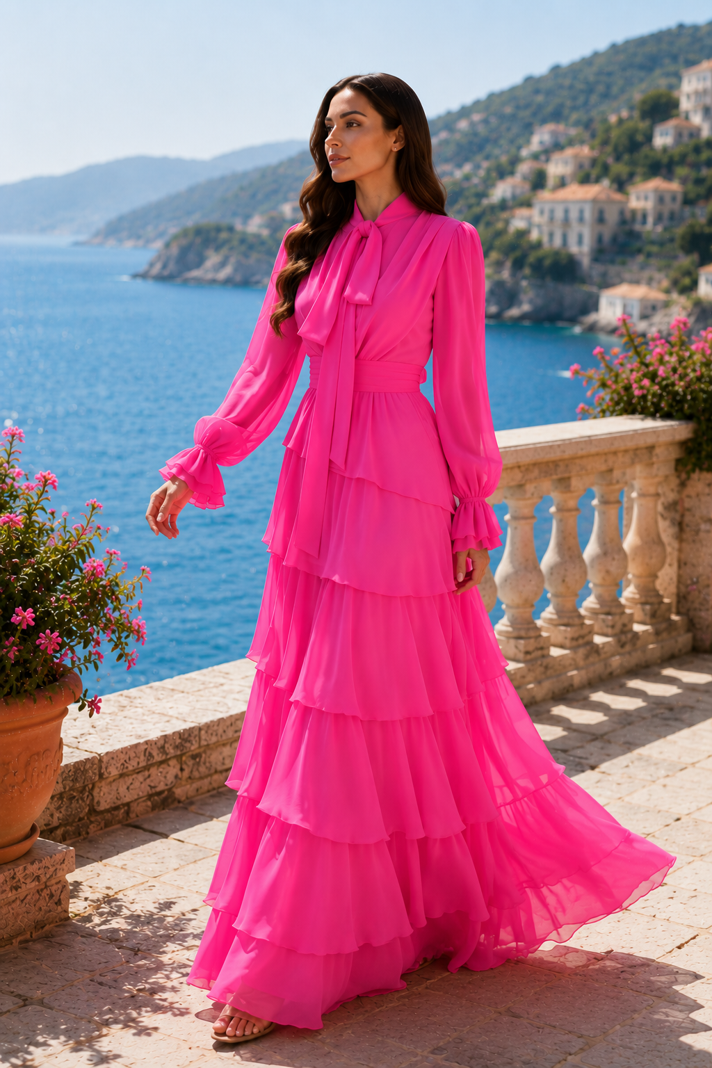 The Amara Chiffon Ruffle Maxi Dress