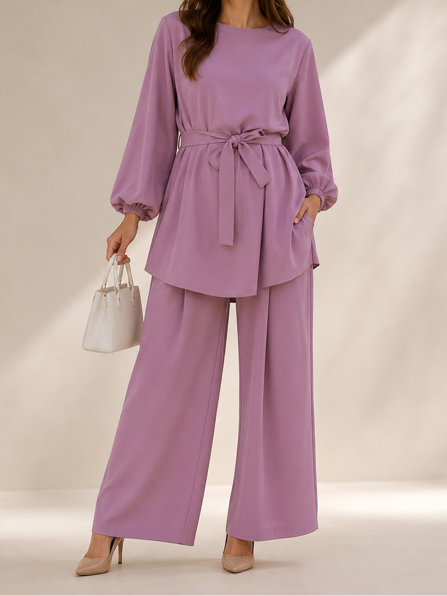 Modest Co-ord Tunic & Wide-Leg Pant Set
