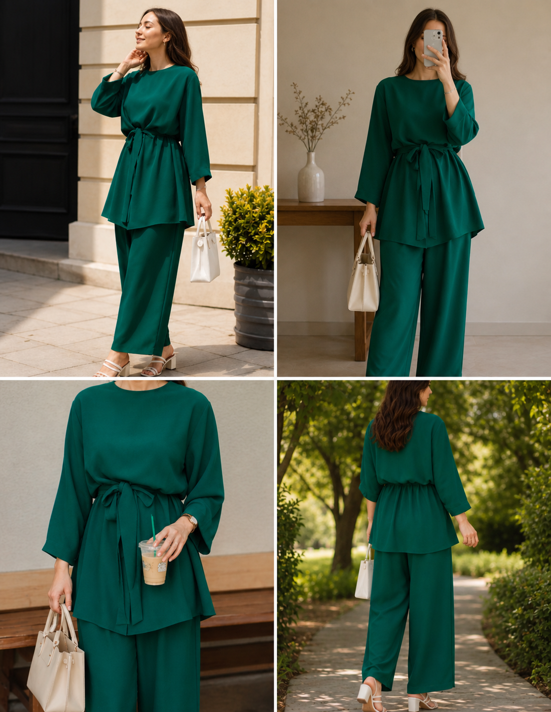 Modest Co-ord Tunic & Wide-Leg Pant Set