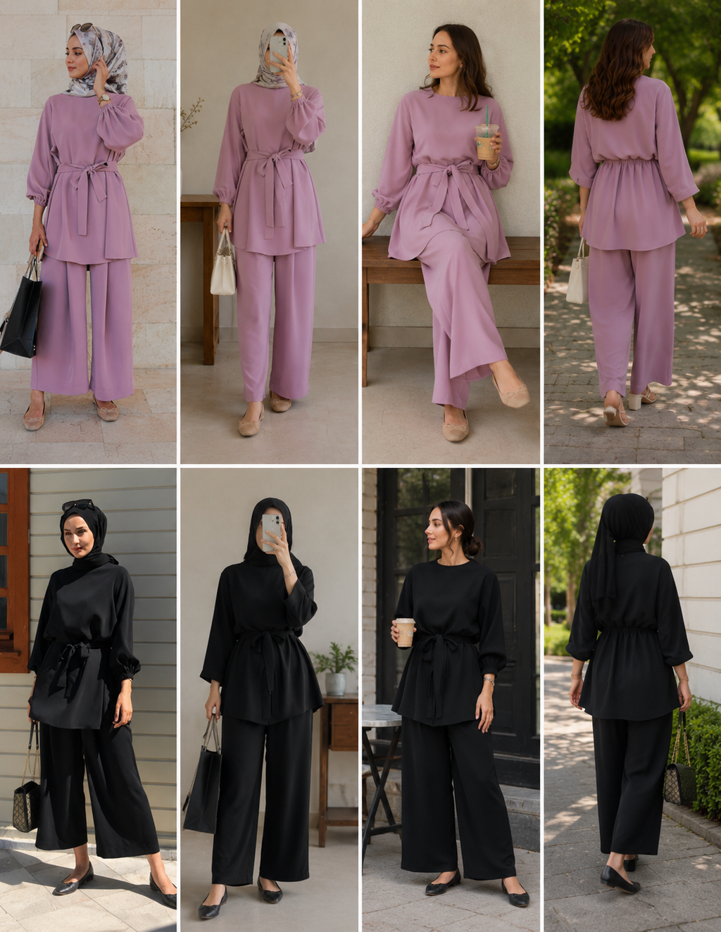 Modest Co-ord Tunic & Wide-Leg Pant Set