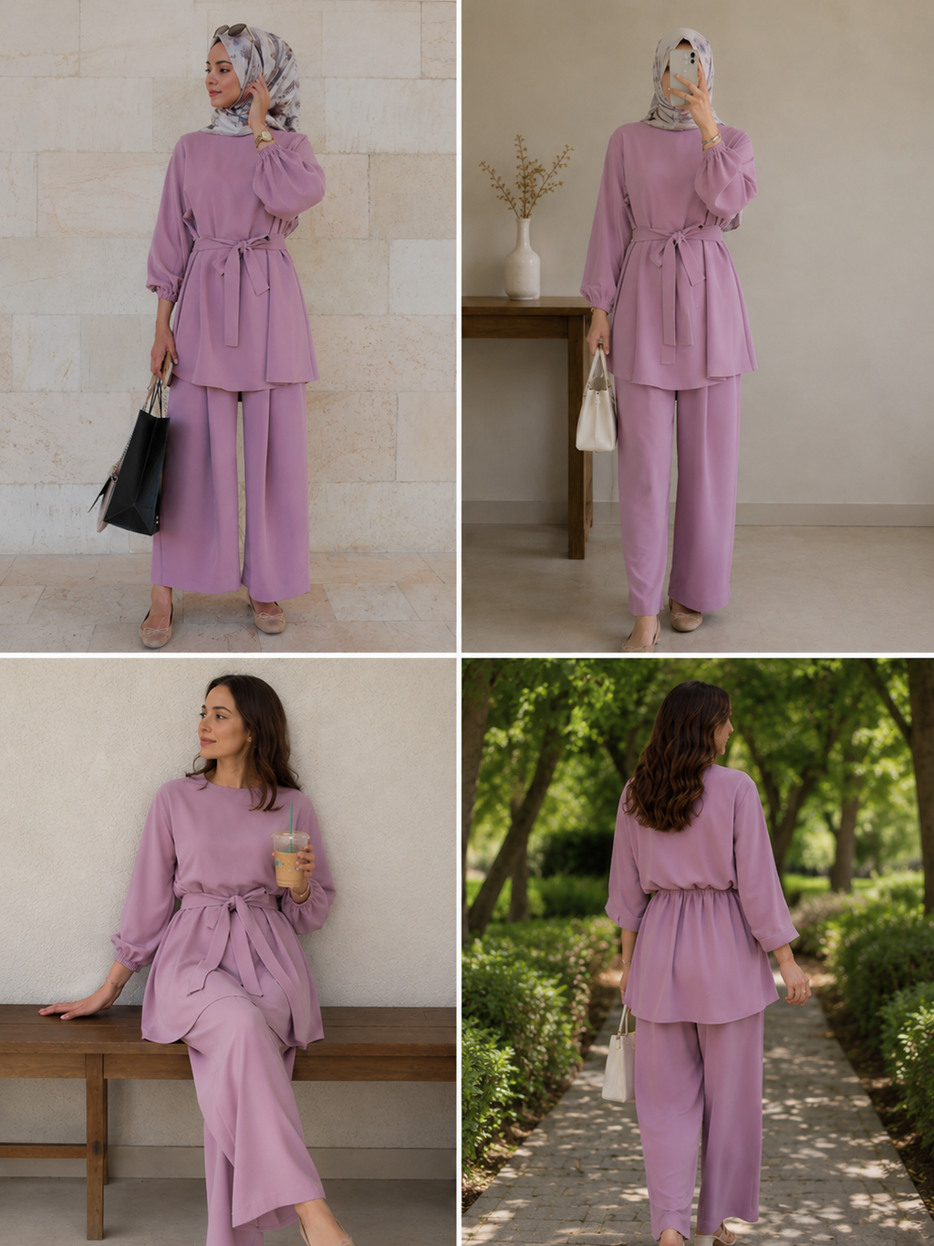 Modest Co-ord Tunic & Wide-Leg Pant Set