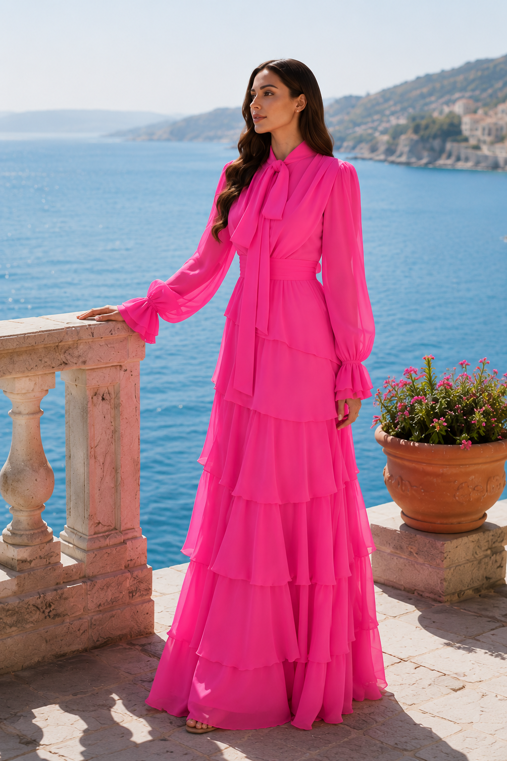 The Amara Chiffon Ruffle Maxi Dress